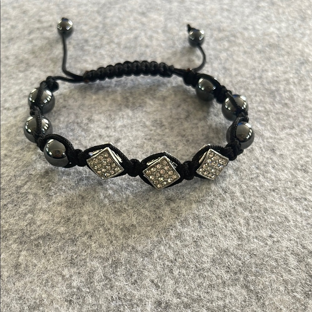 Crystal and Hematite Beaded Bracelet